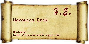Horovicz Erik névjegykártya